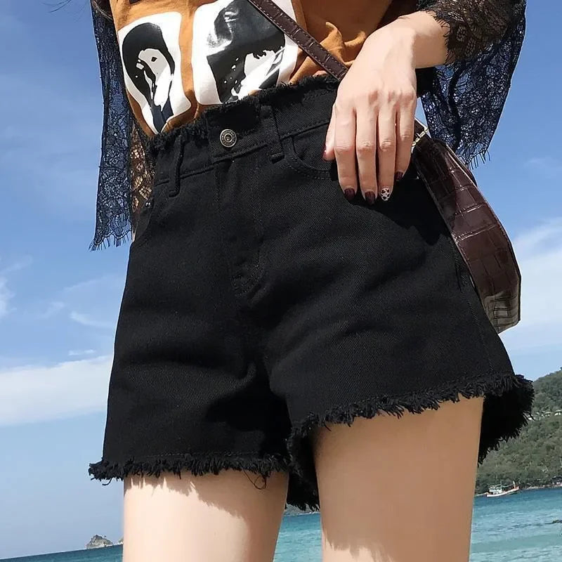 Spring Summer Women Denim Shorts Women Wide Leg Short Jeans